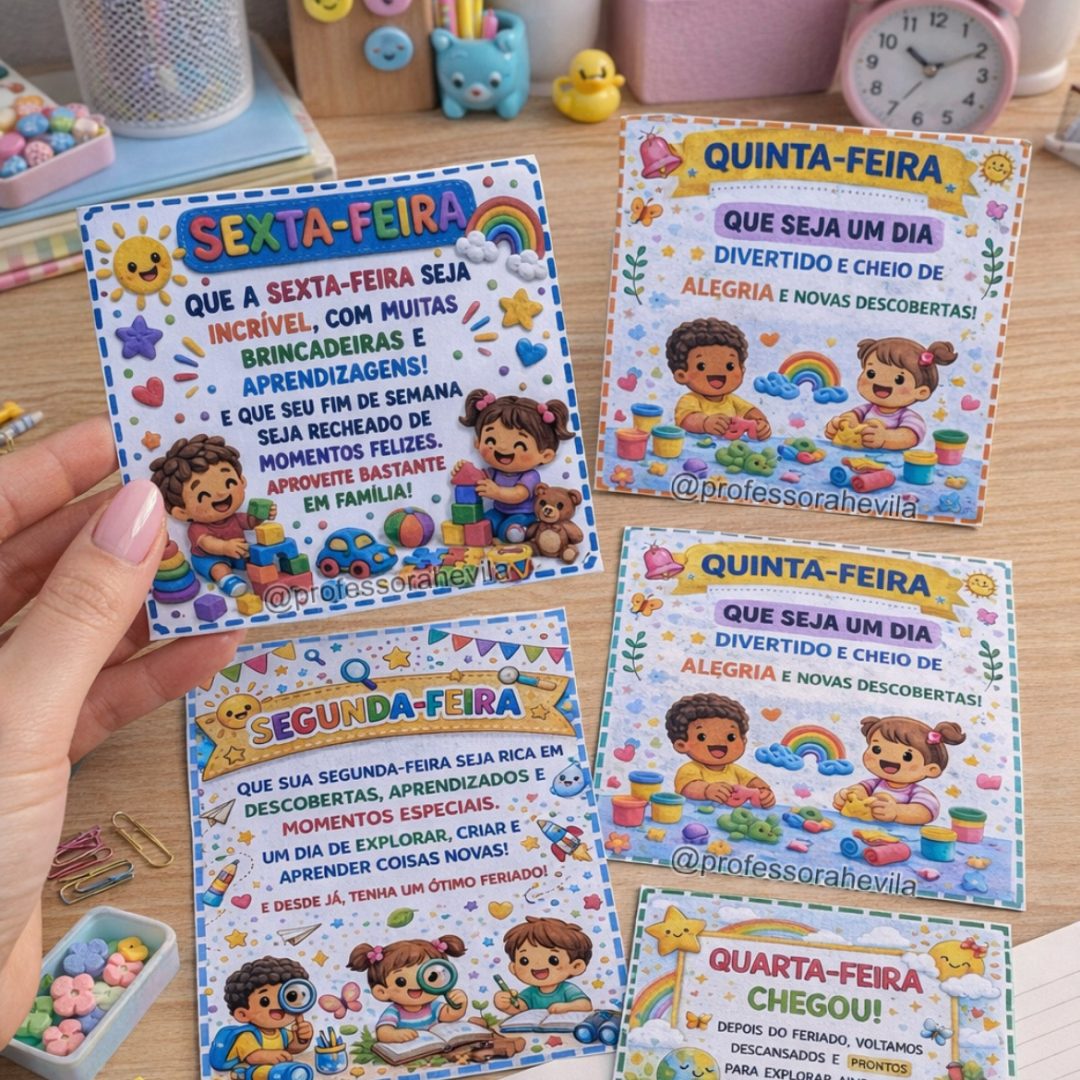 Combo Bilhetinhos Para todos os dias da Semana com Feriado.